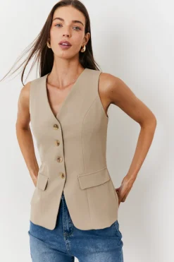 Longline Button Through Waistcoat|In The Style
