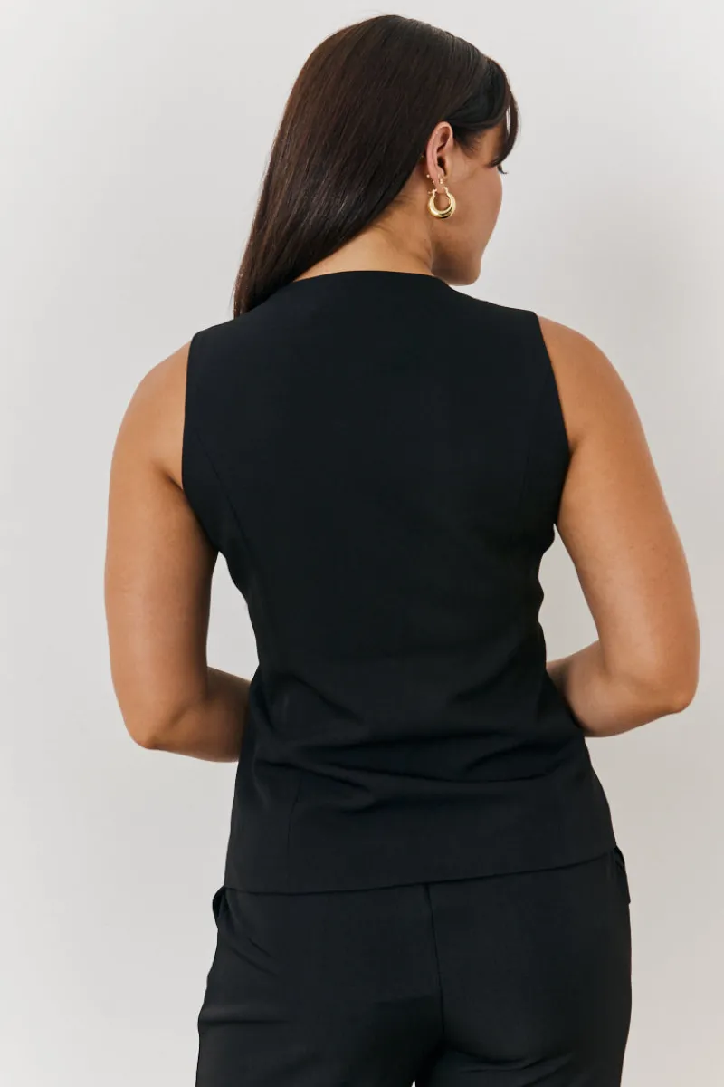Longline Button Through Waistcoat|In The Style Online