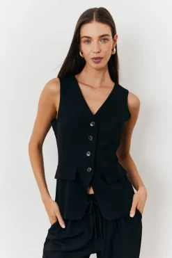 Longline Button Through Waistcoat|In The Style Online