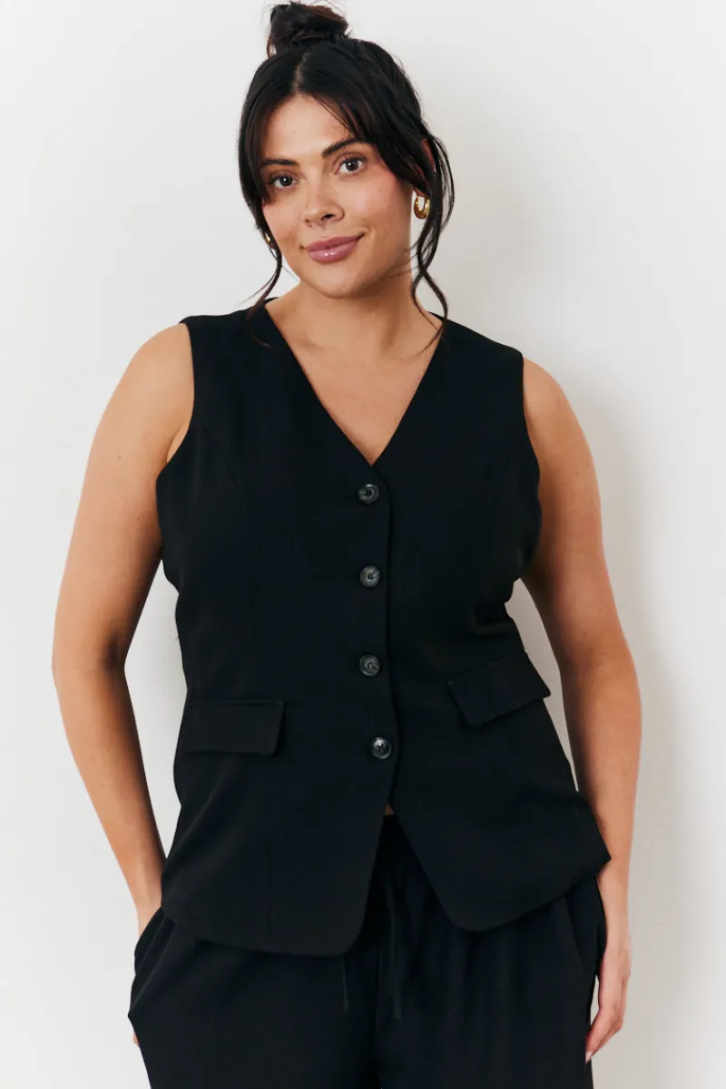 Longline Button Through Waistcoat|In The Style Online