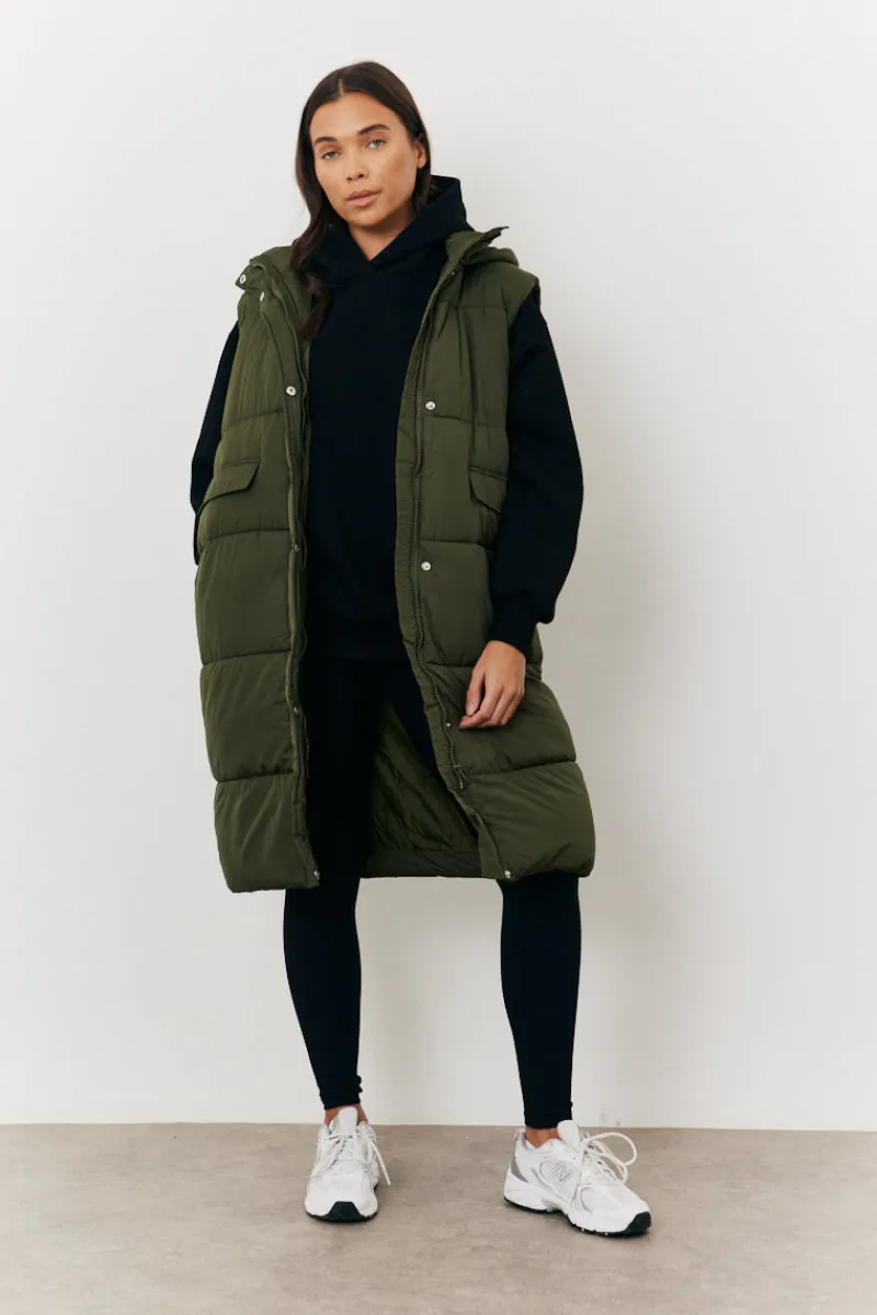 Longline Hooded Puffer Gilet|In The Style Clearance