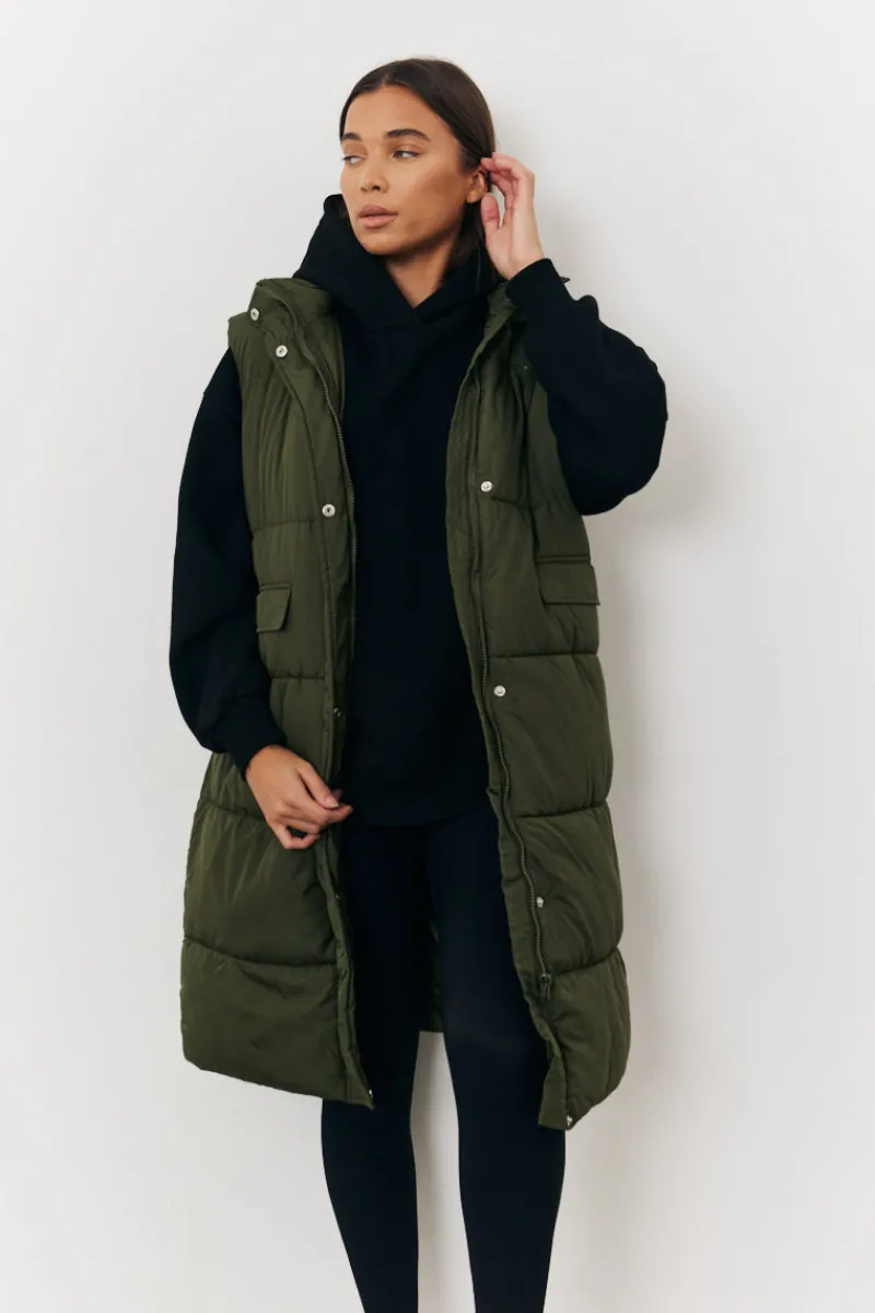 Longline Hooded Puffer Gilet|In The Style Clearance
