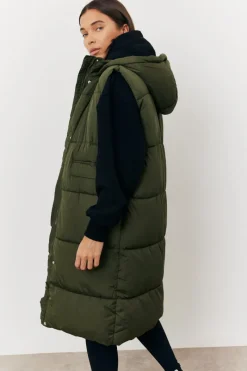 Longline Hooded Puffer Gilet|In The Style Clearance