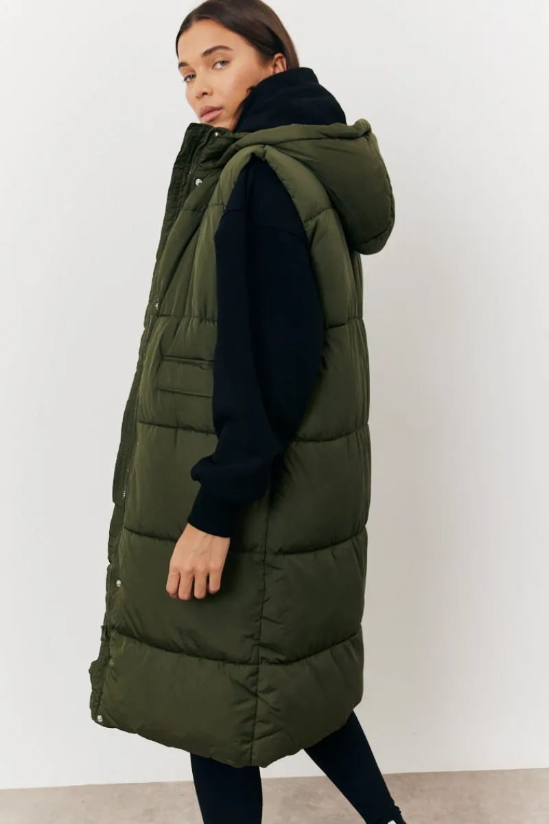 Longline Hooded Puffer Gilet|In The Style Clearance