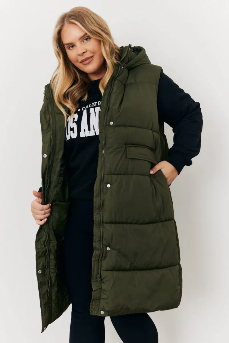 Longline Hooded Puffer Gilet|In The Style Clearance