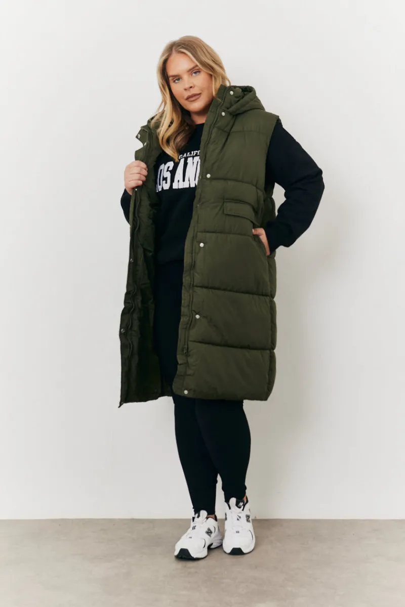Longline Hooded Puffer Gilet|In The Style Clearance