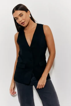 Longline Pocket Detail Waistcoat|In The Style Best