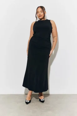 Magic Sculpting High Neck Ruched Maxi Dress|In The Style Sale