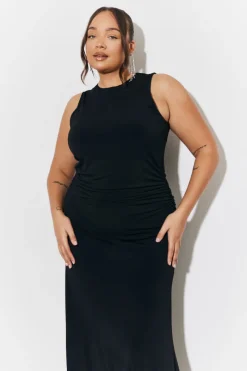 Magic Sculpting High Neck Ruched Maxi Dress|In The Style Sale