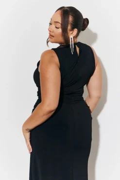 Magic Sculpting High Neck Ruched Maxi Dress|In The Style Sale