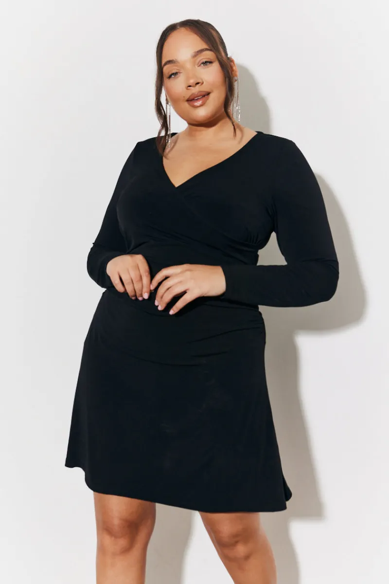 Magic Sculpting Wrap Mini Skater Dress|In The Style Sale