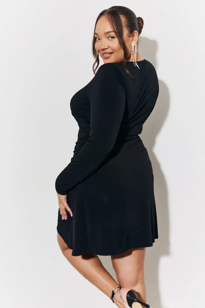 Magic Sculpting Wrap Mini Skater Dress|In The Style Sale