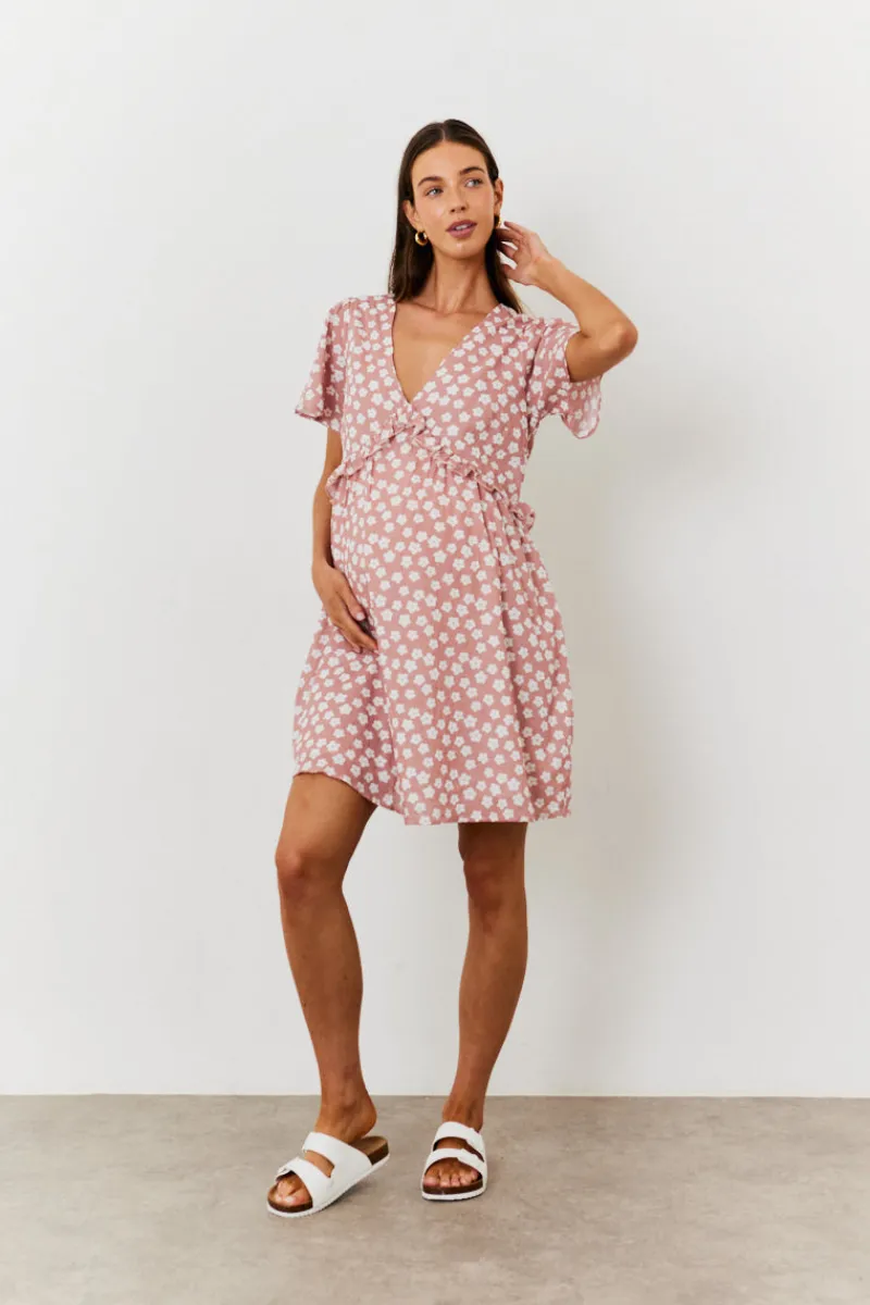 Maternity Floral Print Skater Dress|In the Style Clearance