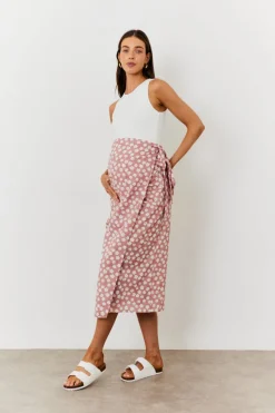 Maternity Floral Print Wrap Front Midi Skirt|In the Style Online