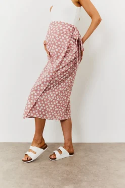 Maternity Floral Print Wrap Front Midi Skirt|In the Style Online