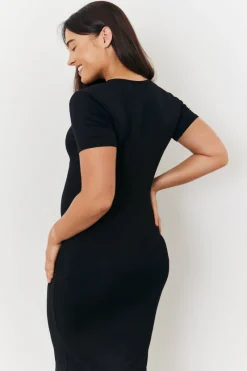 Maternity Short Sleeve Midi Wrap Dress|In the Style Online