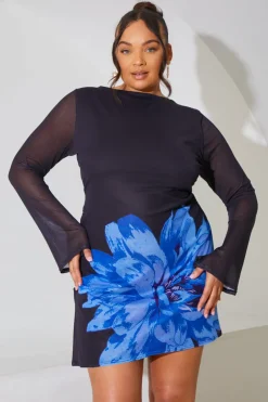Mesh Floral Cowl Back Mini Dress|In the Style Best