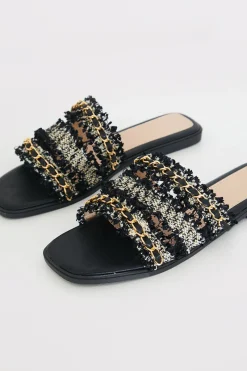 Metallic Faux Leather Flat Sandal|In The Style Online