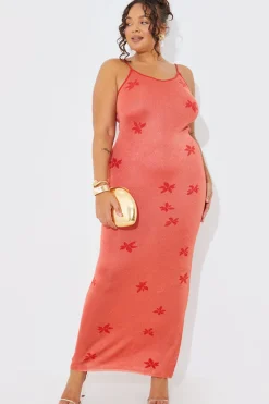 Metallic Floral Detail Knit Maxi Dress|In the Style