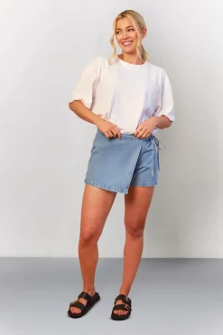 Tie Side Denim Skort|In The Style Best