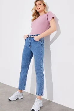 Mid Straight Leg High Rise Ankle Grazer Jeans|Fits Sale