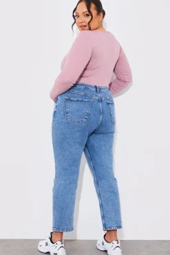 Mid Straight Leg High Rise Ankle Grazer Jeans|Fits Sale