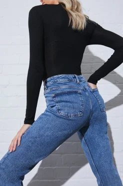 Mid Straight Leg High Rise Ankle Grazer Jeans|Fits Sale