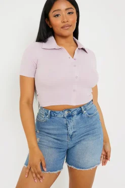 Mid Wash Ripped Denim Shorts|In The Style Outlet