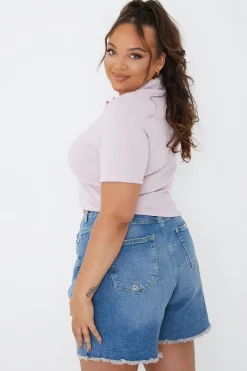 Mid Wash Ripped Denim Shorts|In The Style Outlet