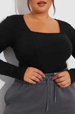 More Sustainable Ribbed Square Neck Bodysuit|In The Style Best