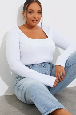 More Sustainable Ribbed Square Neck Bodysuit|In The Style Best