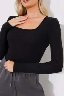 More Sustainable Ribbed Square Neck Bodysuit|In The Style Best