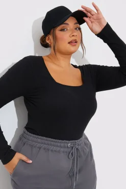 More Sustainable Ribbed Square Neck Bodysuit|In The Style Best