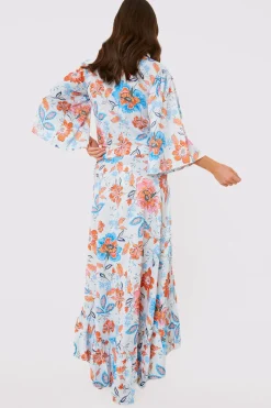 Floral Frill Detail Wrap Maxi Skirt|In the Style