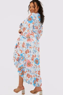 Floral Frill Detail Wrap Maxi Skirt|In the Style