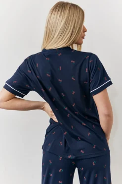 Cherry Print Shirt and Trouser PJ Set|In the Style Clearance