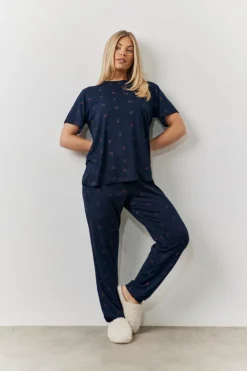 Cherry Print T Shirt and Cuff Jogger Pj Set|In The Style Outlet