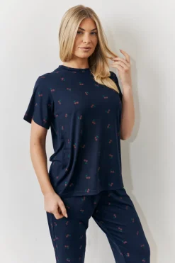Cherry Print T Shirt and Cuff Jogger Pj Set|In The Style Outlet
