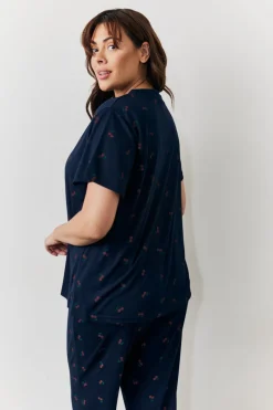Cherry Print T Shirt and Cuff Jogger Pj Set|In The Style Outlet