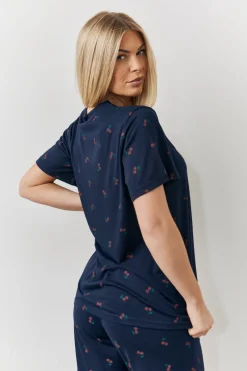 Cherry Print T Shirt and Cuff Jogger Pj Set|In The Style Outlet