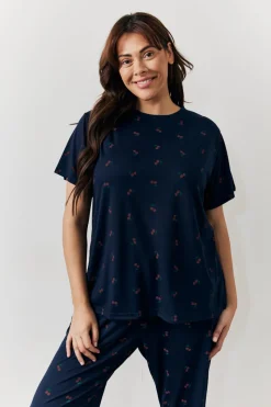 Cherry Print T Shirt and Cuff Jogger Pj Set|In The Style Outlet