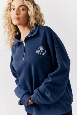 Sports Club Graphic Oversized Half Zip Co-Ord Sweatshirt|Fits Clearance