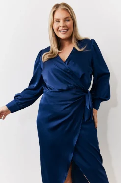 Satin Wrap Midi Dress|In The Style New