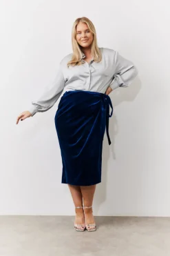 Velvet Wrap Midi Skirt|In the Style Best