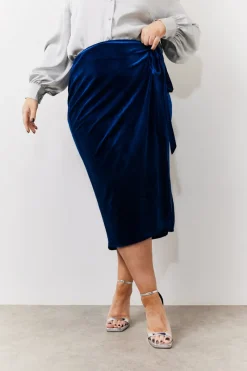 Velvet Wrap Midi Skirt|In the Style Best