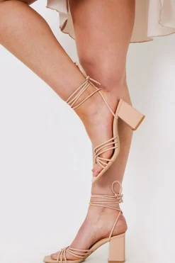 Lace Up Ankle Block Heel|In The Style Sale