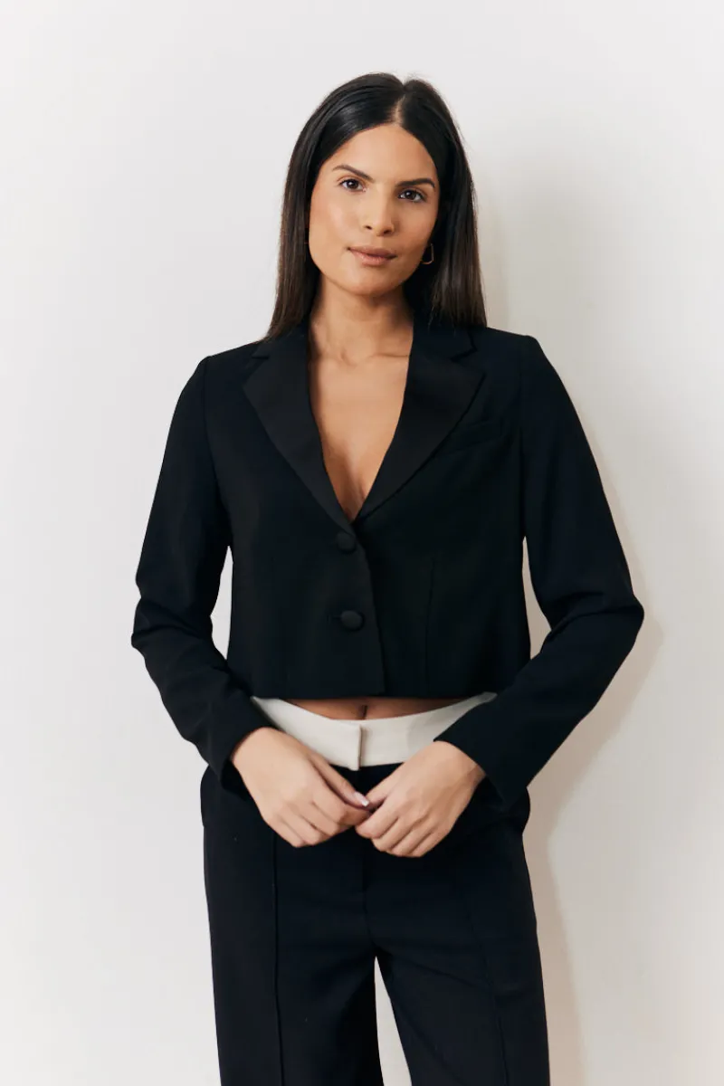Occasion Cropped Tux Blazer|In The Style Sale