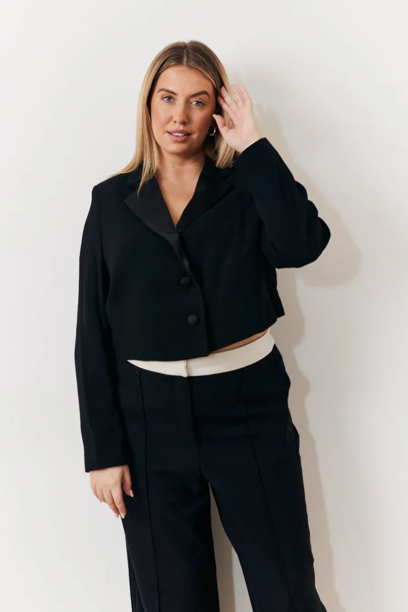 Occasion Cropped Tux Blazer|In The Style Sale