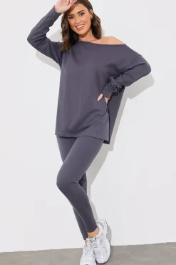 Off The Shoulder Long Sleeve T Shirt And Legging Set|In The Style Best