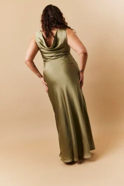 Satin Cowl Back Maxi Dress|In The Style Clearance